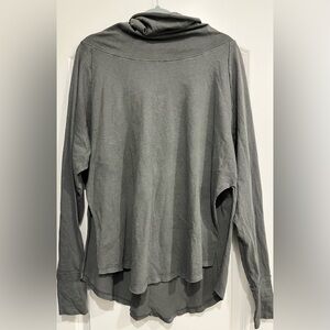 We The Free Funnel Neck Long Sleeve Oversized Shirt Tunic Dark Gray Side Slits M